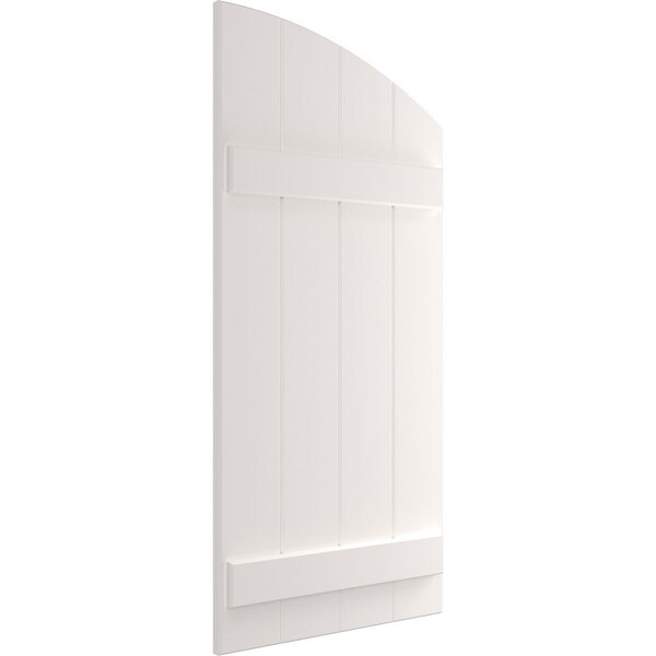 True Fit PVC, Four Board Elliptical Top Joined Board-n-Batten Shutters, Unfinished, 21 1/2W X 49H